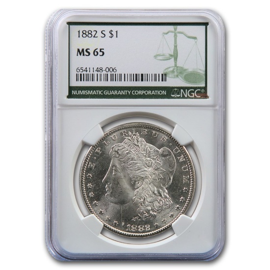 1882-s Morgan Dollar Ms-65 Ngc (green Label)