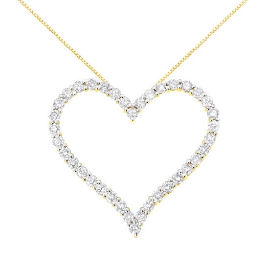 10k Gold-pl 3.00ct Diamond Open Heart Necklace