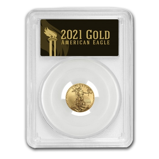 2021 1/10oz Gold Eagle Type 1 Ms70 First Day Black
