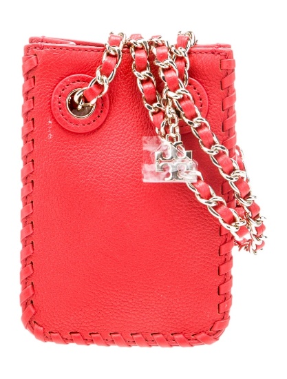 Tory Burch Red Lthr Gold-tone Hardware Bucket Bag