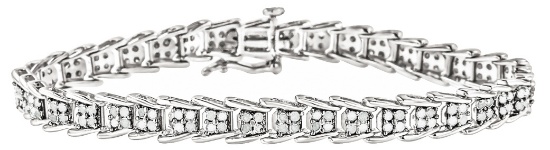 10k Wgold 2.00ct Diamond Fan-shaped Link Bracelet