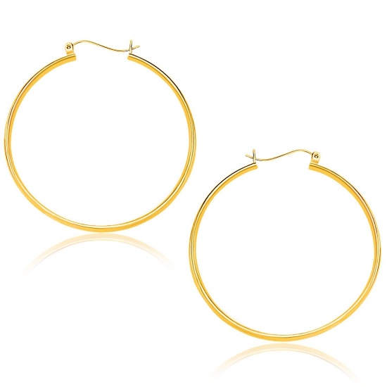 10k Gold Polished Hoop Earrings 40mm