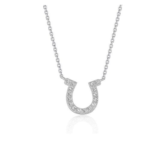 14k Wgold .15ct Diamond Horseshoe Design Necklace