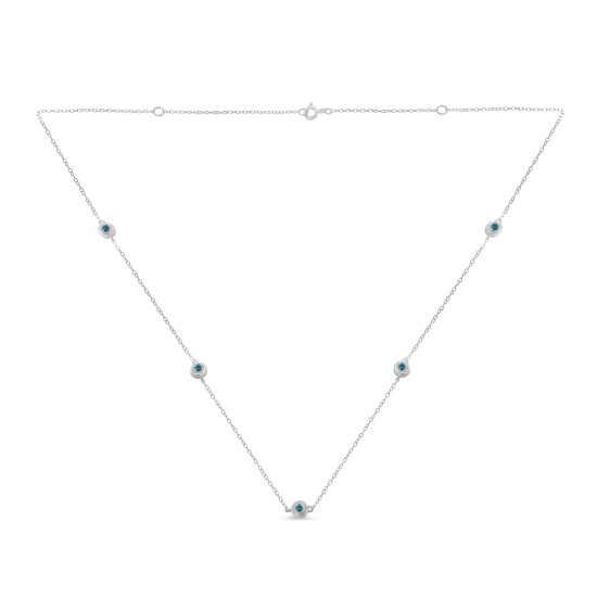 Delicate .54ct Blue Diamond Station Necklace