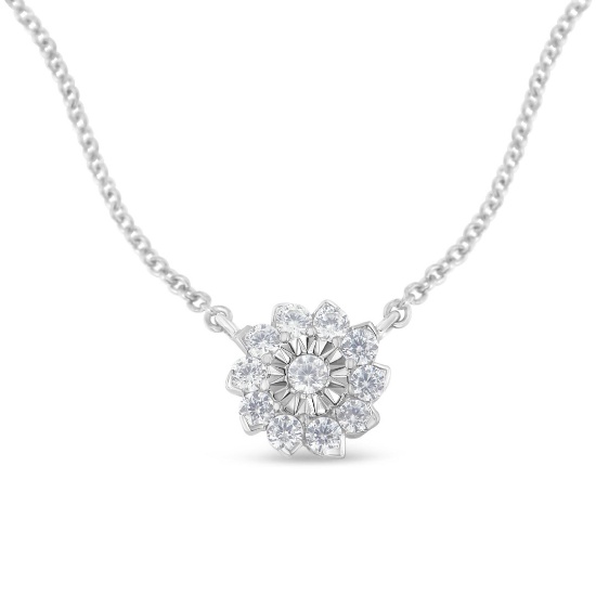 Dazzling .50ct Diamond Floral Cluster Necklace