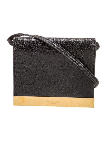 Saint Laurent Black Leather Snap Crossbody Bag