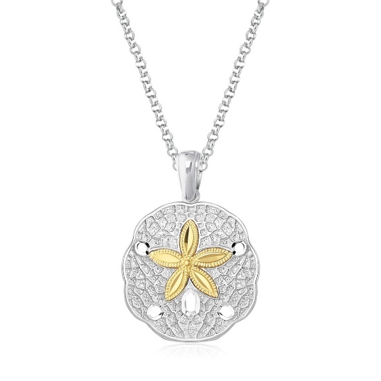 14k Gold Designer Sand Dollar Necklace