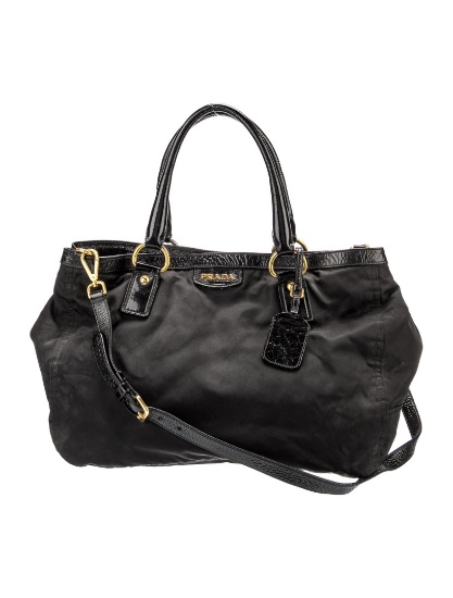 Prada Large Tessuto Nylon Snap Closure Tote