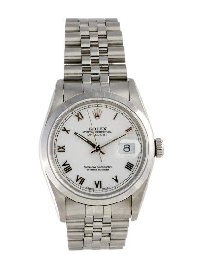 Rolex Datejust Ss White Dial Auto Men's 36mm