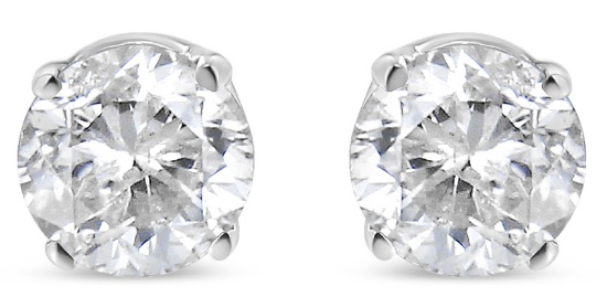 14k Wgold Round 1.00ct Diamond Stud Earrings