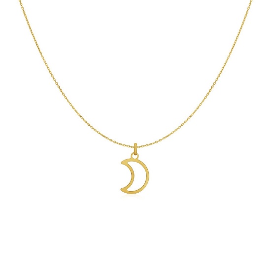14k Gold Open Half Moon Necklace