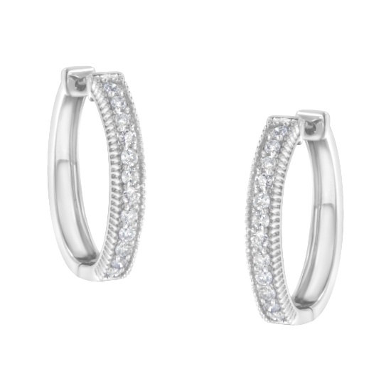 10k Gold Round .99ct Diamond Hoop Earrings