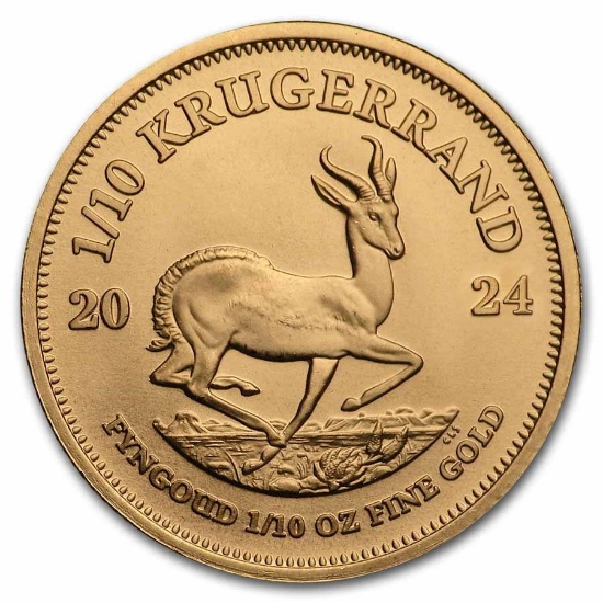 2024 South Africa 1/10 Oz Gold Krugerrand Bu