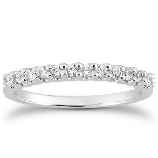 14k White Gold Round .24ct Diamond Wedding Band