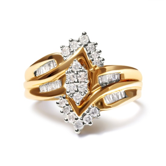 10k Two-tone Gold .50ct Diamond Pear Cluster Ring