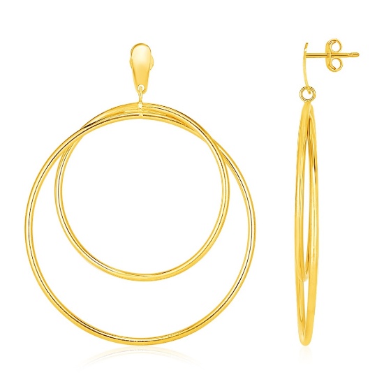 14k Gold Open Circle Dangles Post Earrings