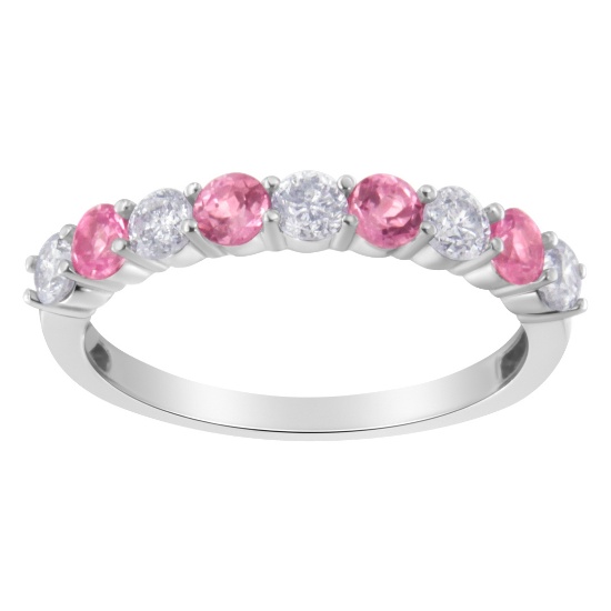 10k Gold .98ct Pink Sapphire & White Diamond Ring