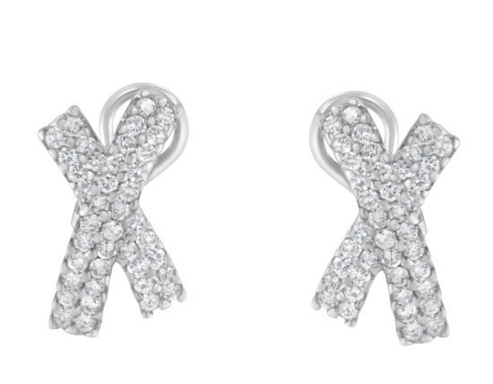 14k Wgold 2.00ct Diamond X-shaped Stud Earrings