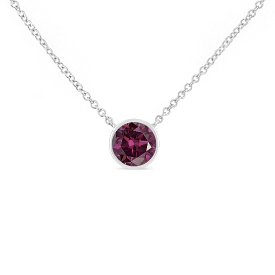 Round .14ct Amethyst Solitaire Necklace