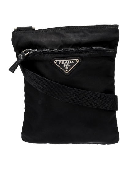Prada Nero Nylon Silver-tone Hdw Zip Cls Msgr Bag