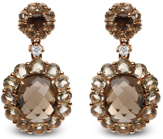 18k Rose Gold 8.64ct Quartz & Diamond Earrings