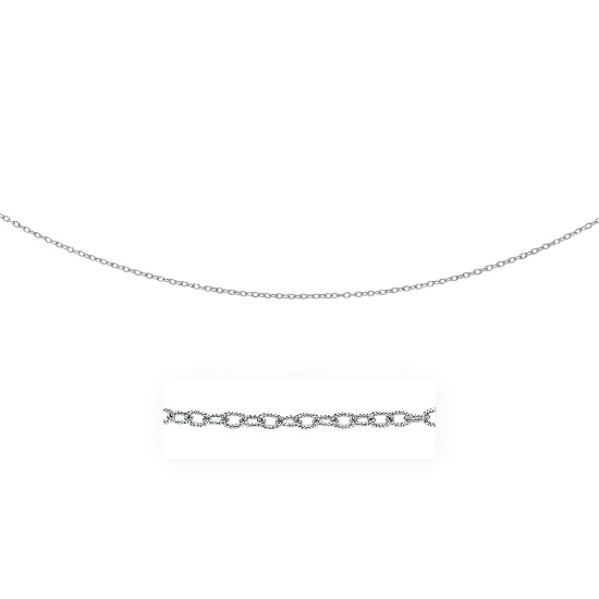 14k White Gold Pendant Chain With Textured Links