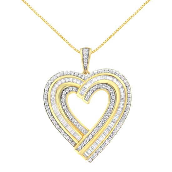 14k Gold-pl. 1.40ct Diamond Open Heart Necklace