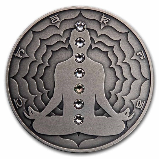 2021 Cameroon 2 Oz Antiqued Silver Chakra Manipura