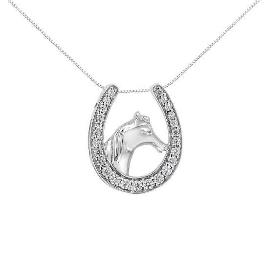 Round .25ct Diamond U-shape Horse Necklace