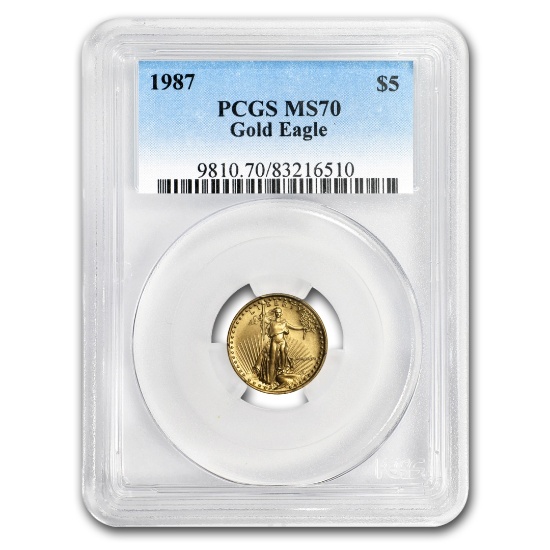 1987 1/10 Oz American Gold Eagle Ms-70 Pcgs