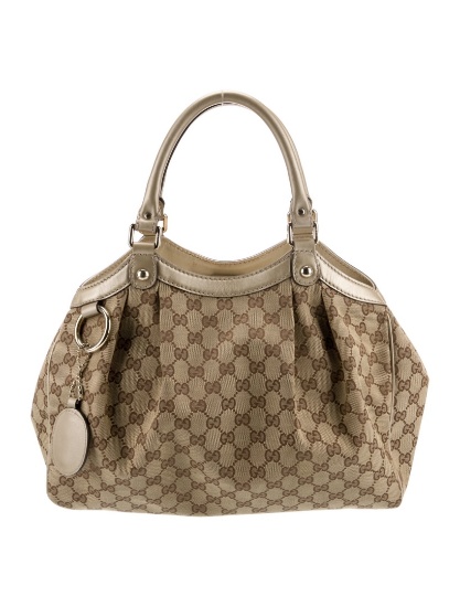 Gucci Sukey Medium Neutrals Canvas Top Hdl Bag