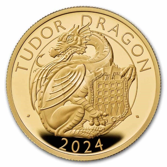 2024 1 Oz Gold Pf Gb Royal Tudor Dragon Coin