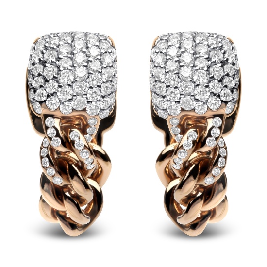 18k Rgold Round .82ct Diamond Chain Style Earrings