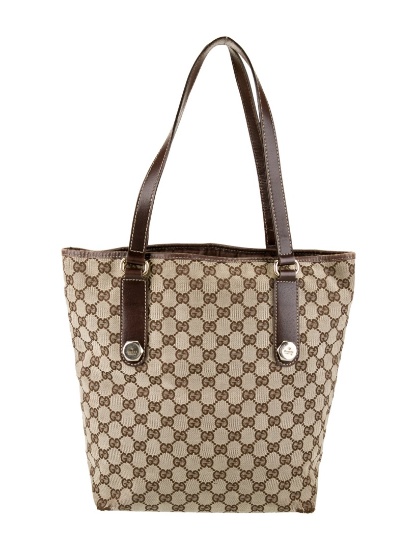 Gucci Charmy Brown & Neut Canvas Gg Tote