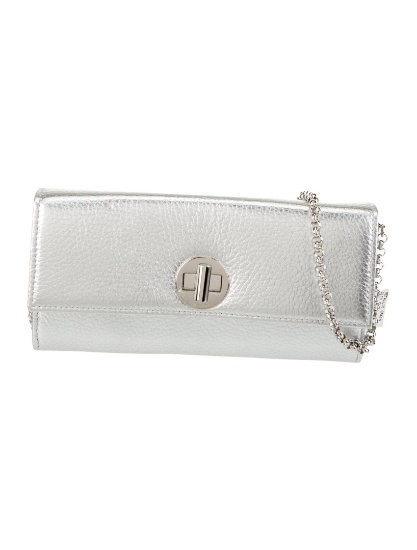 Tiffany & Co. White Leather Turn-lock Cls Clutch