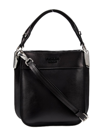 Prada City Calf Lthr Silver-tone Hdw Top Hdl Bag