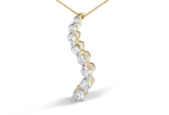 14k Gold Baguette & Round 3.00ct Diamond Necklace
