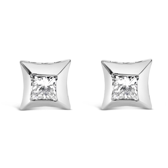 10k Gold Princess .52ct Diamond Stud Earrings