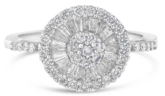 10k Wgold 1.06ct Diamond Cluster Cocktail Ring