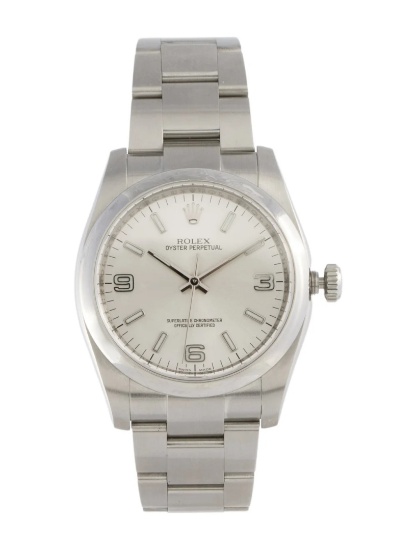 Rolex Oyster Perpetual Ss Silver Dial Men's 36mm
