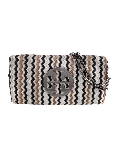Tory Burch Gunmetal Hdw Flap & Snap Cls Clutch
