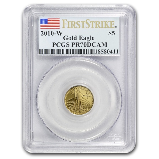 2010-w 1/10oz Proof Gold Eagle Pr70 Dcam Pcgs Fs