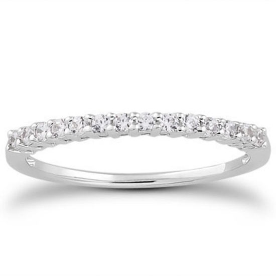 14k Wgold Round .21ct Diamond Airline Gallery Band