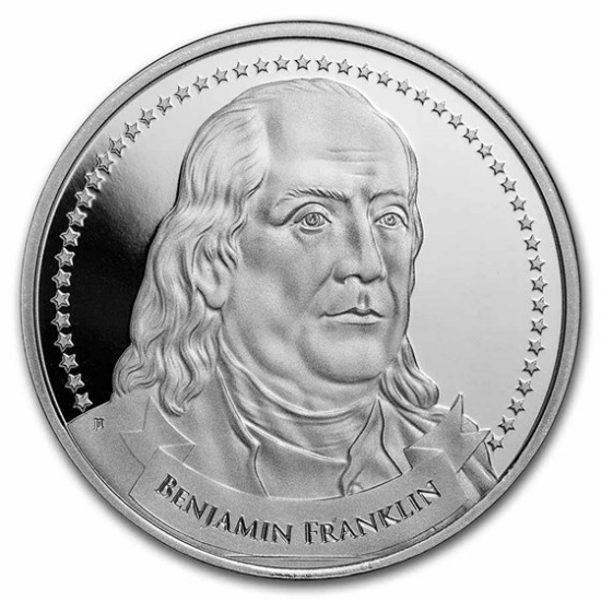 1 Oz Silver Round Founders Of Liberty - Franklin
