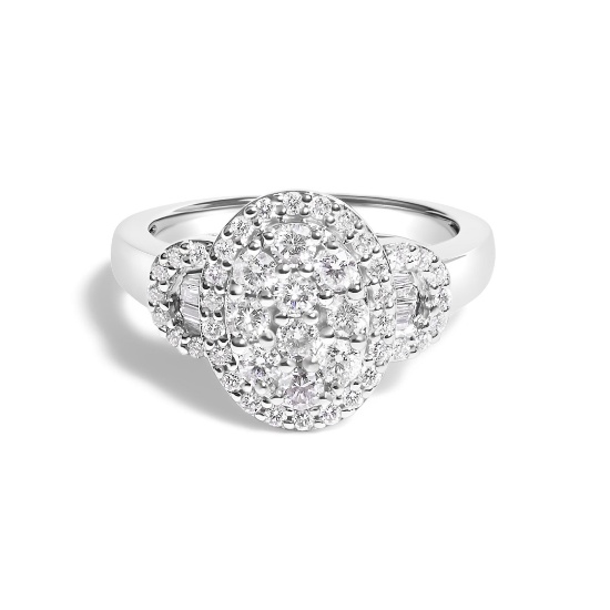 10k Gold 1.00ct Diamond Oval Statement Ring