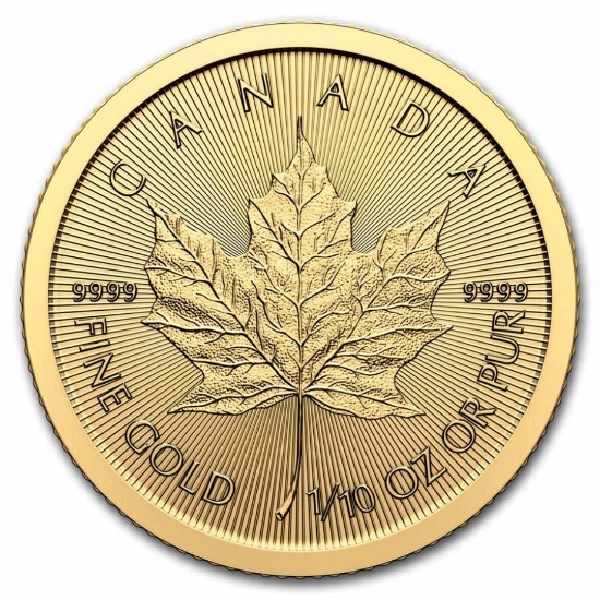 2024 Canada 1/10 Oz Gold Maple Leaf Bu
