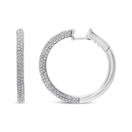 18k Gold 2.33ct Diamond Leverback Hoop Earrings