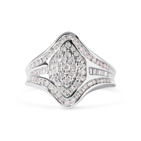 14k Gold .75ct Diamond Cluster Ring
