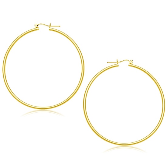 14k Gold Polished Hoop Earrings 55mm