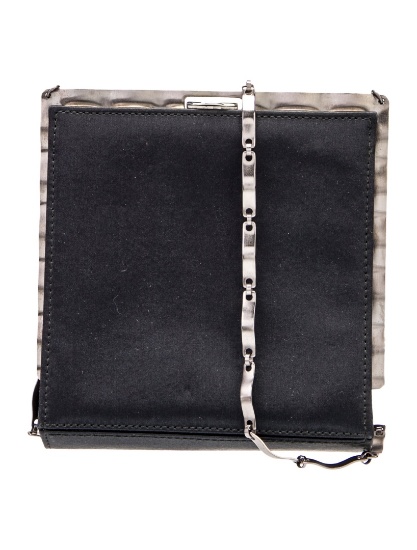 Tod's Black Satin Gunmetal Hardware Evening Bag